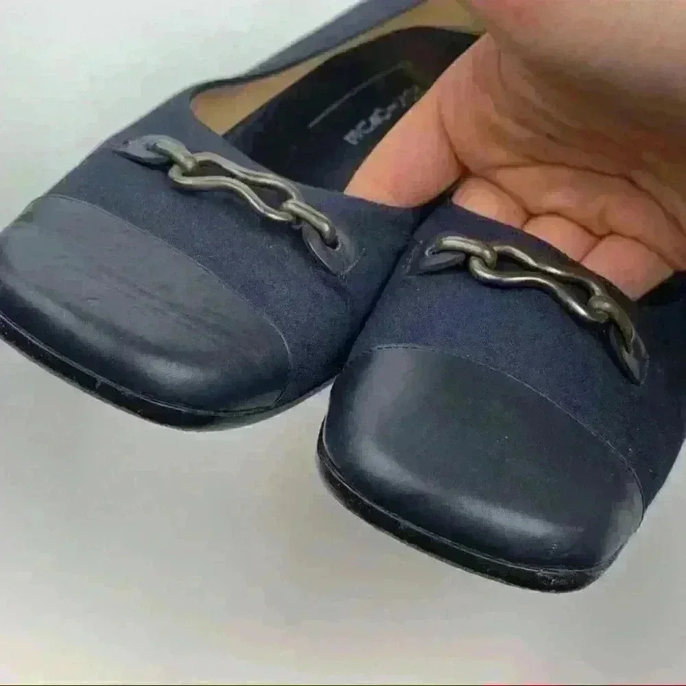 Franca Carraro Monique heels size 39.5 navy blue Italian leather vintage 90s
